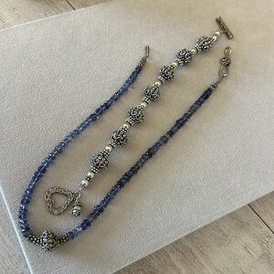Sterling Glass Bead Necklace and Bracelet set